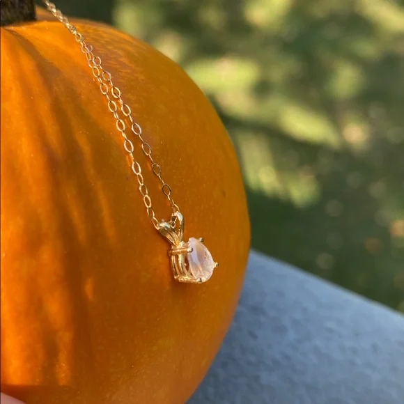 Dainty 14K Yellow Gold Montana Sapphire Pendant on Dainty 14K Chain - Picture 3 of 17